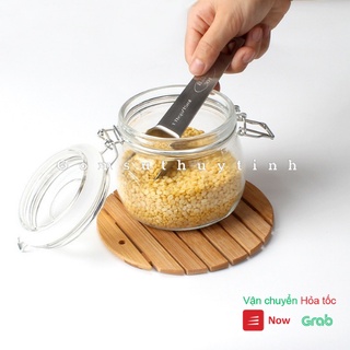 Hũ thủy tinh/ Bình thủy tinh nắp cài khóa inox 500ml đựng thực phẩm