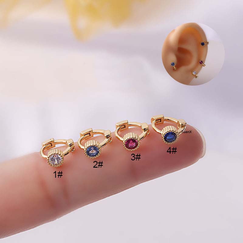 1 Khuyên Tai Tròn 5mm Đính Đá Thời Trang