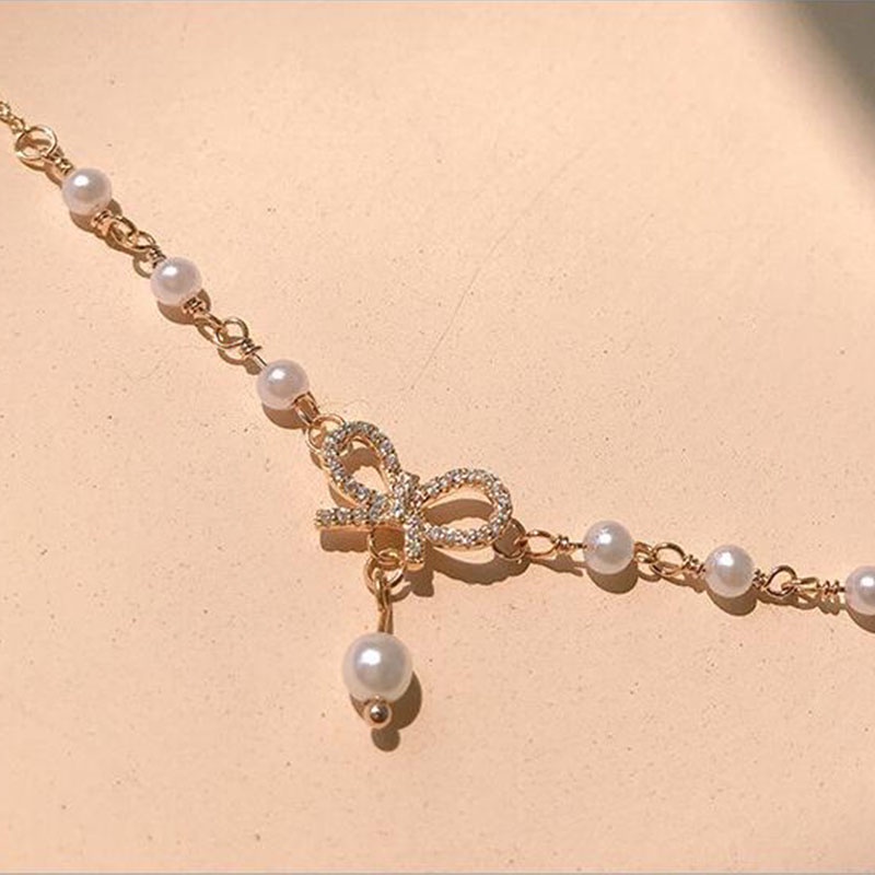 Vòng Tay Đính Nơ Và Ngọc Trai Xinh Xắn Thời Trang Cho Nữ