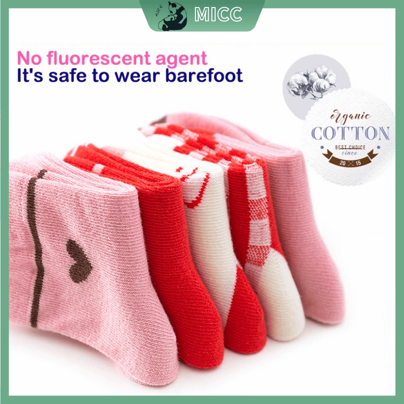 Set 5 đôi vớ cotton thấm hút mồ hôi họa tiết hoạt hình dễ thương cho bé tất bé gái