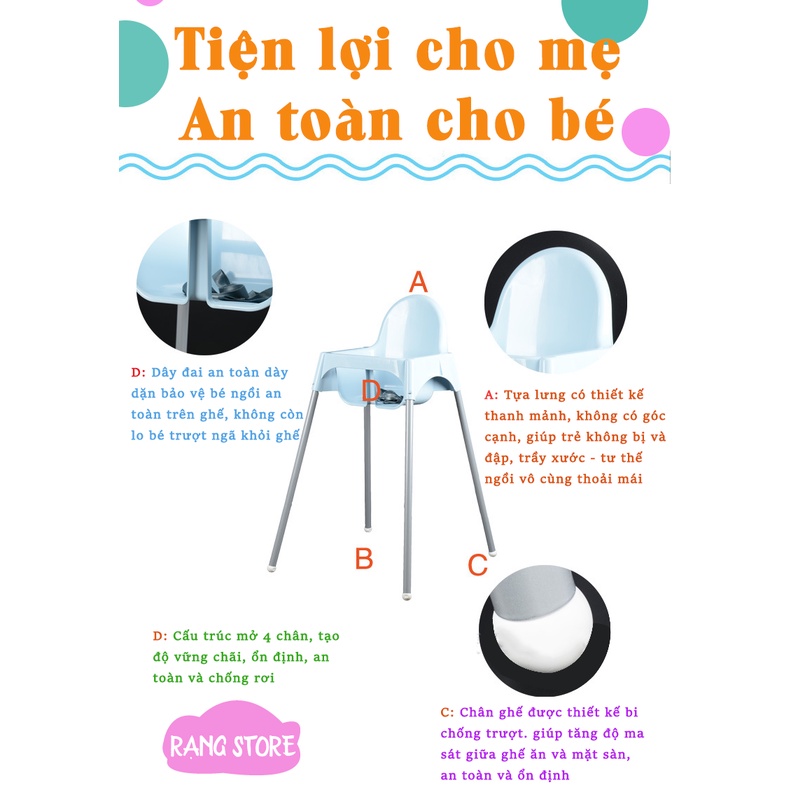 Ghế ăn dặm cho bé đa năng Nemby ghế ngồi ăn dặm cho bé từ 6 tháng tập ăn dặm có bàn ăn tháo rời, chiều cao cố định GHE2
