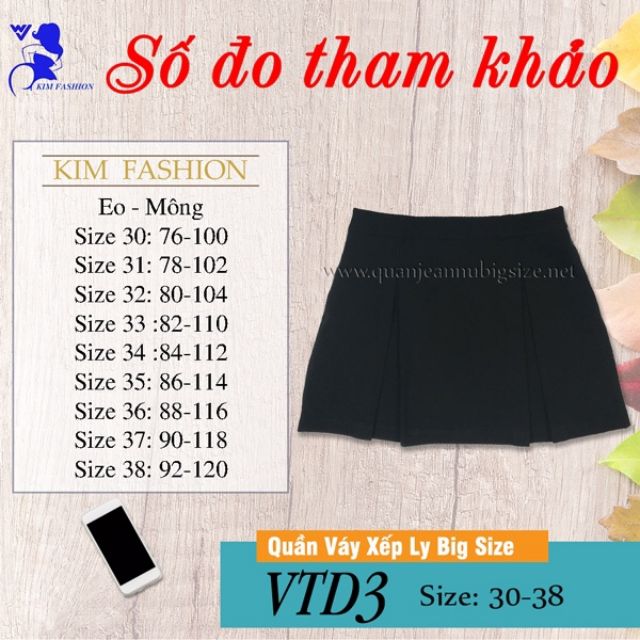 Quần váy bigsize vtd3 30-38