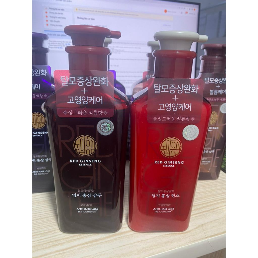 Bộ Dầu Gội Xả Hồng Sâm Kerasys Dong Ui Hong Sam Red Ginseng Hàn Quốc 500ml hàng chính hãng