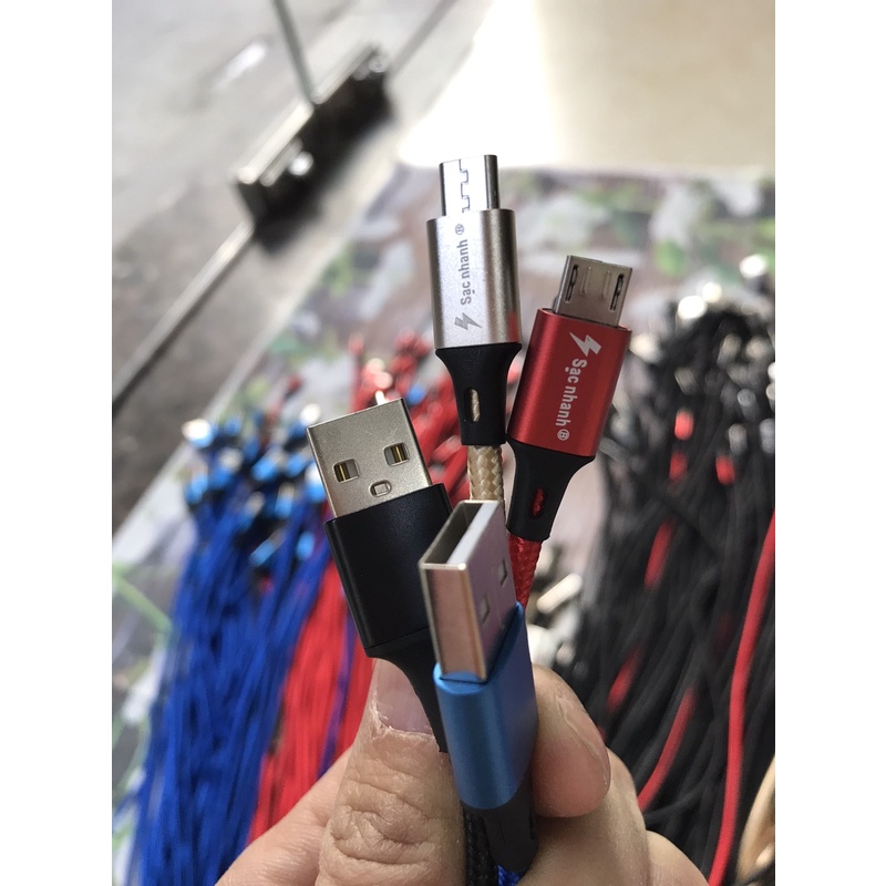 CAP01-Cáp dù sạc nhanh 2A dài 2m Chân ip,micro,type