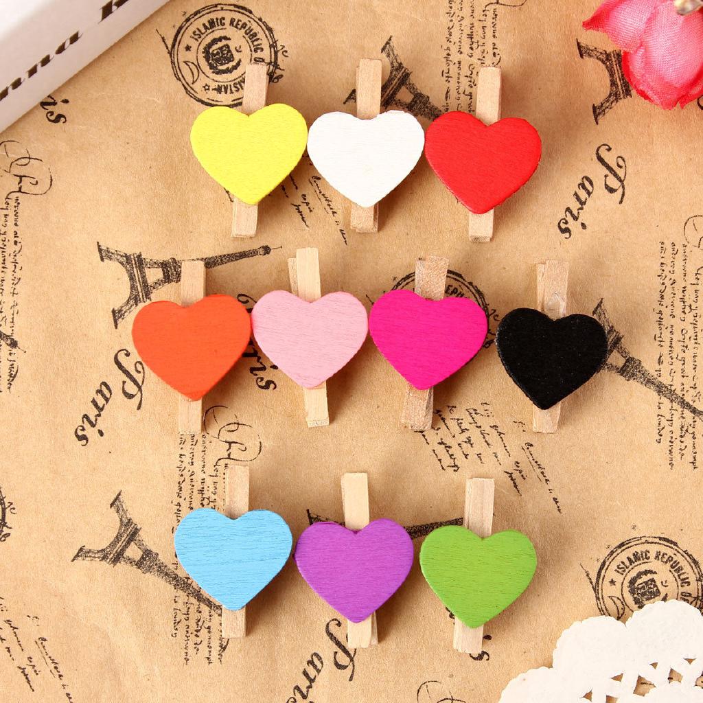 50 cái  kẹp gỗ hình trái tim treo trong trang trí tiệc cưới