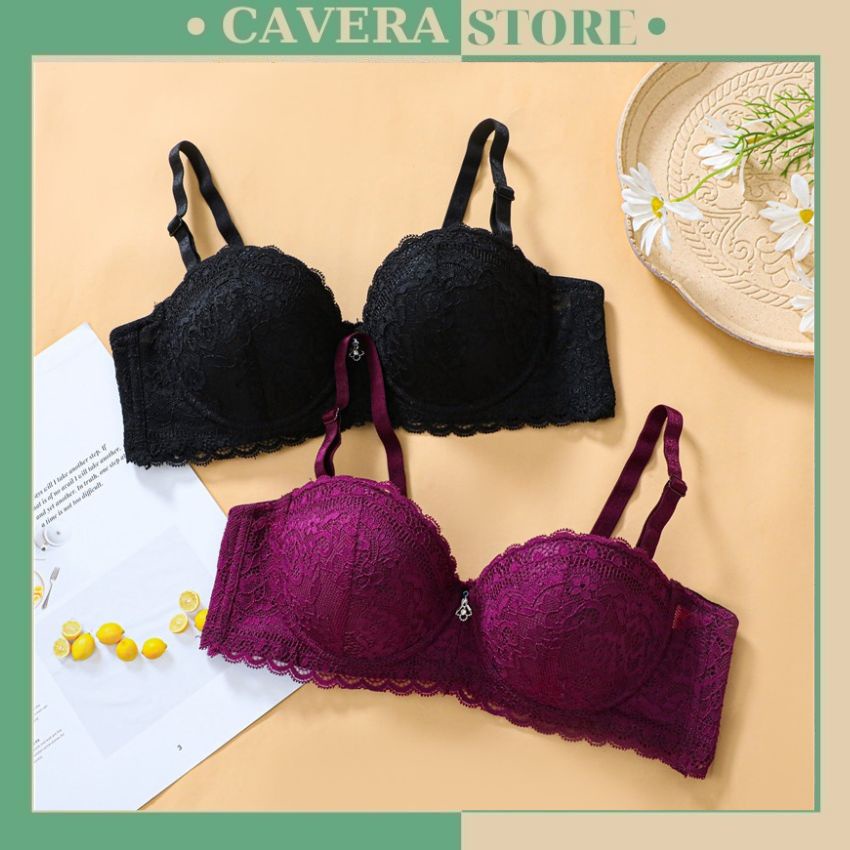 Áo ngực có gọng - Áo lót nâng ngực tạo khe mút mỏng ren bông hoa sexy Cavera A8833