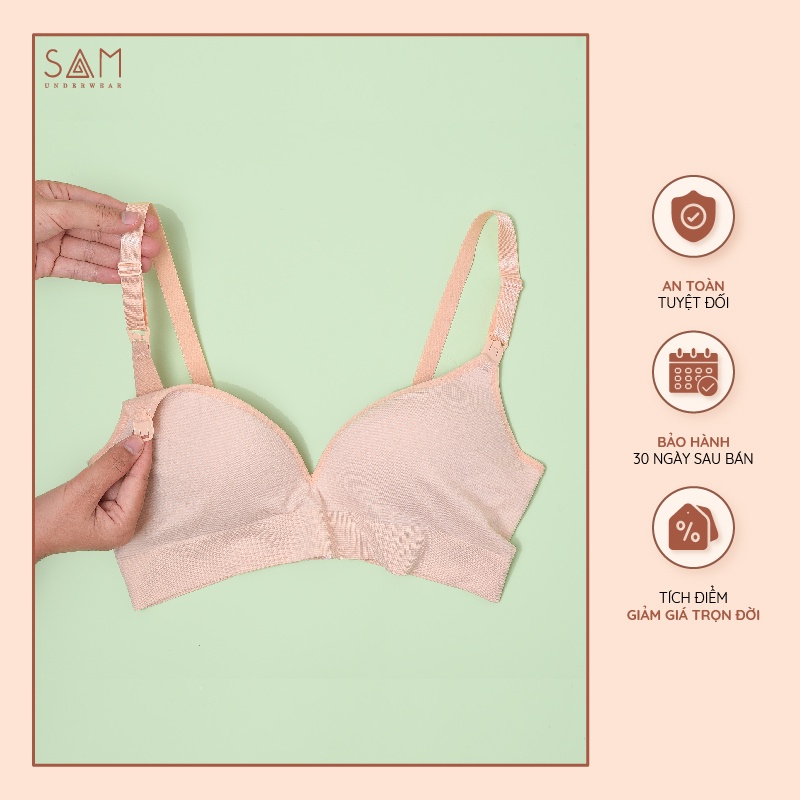 Áo lót cho bé ti SAM bông thiên nhiên nâng đỡ bầu ngực hoàn hảo; nắp mở tiện lợi; miếng thấm hút sữa tối ưu Mommy 8088