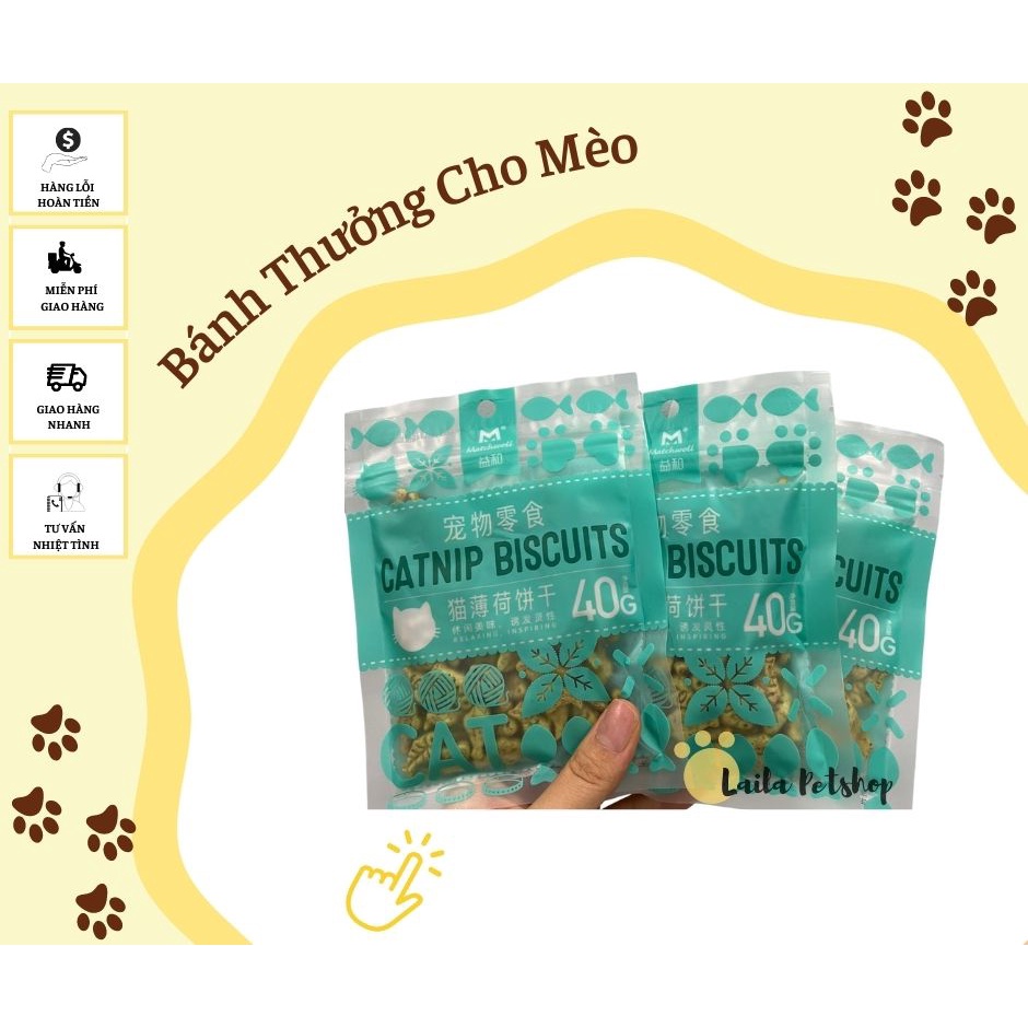 Bánh Thưởng Cho Mèo Catnip Biscuit 40gr - Laila Petshop - Snack thưởng cho mèo