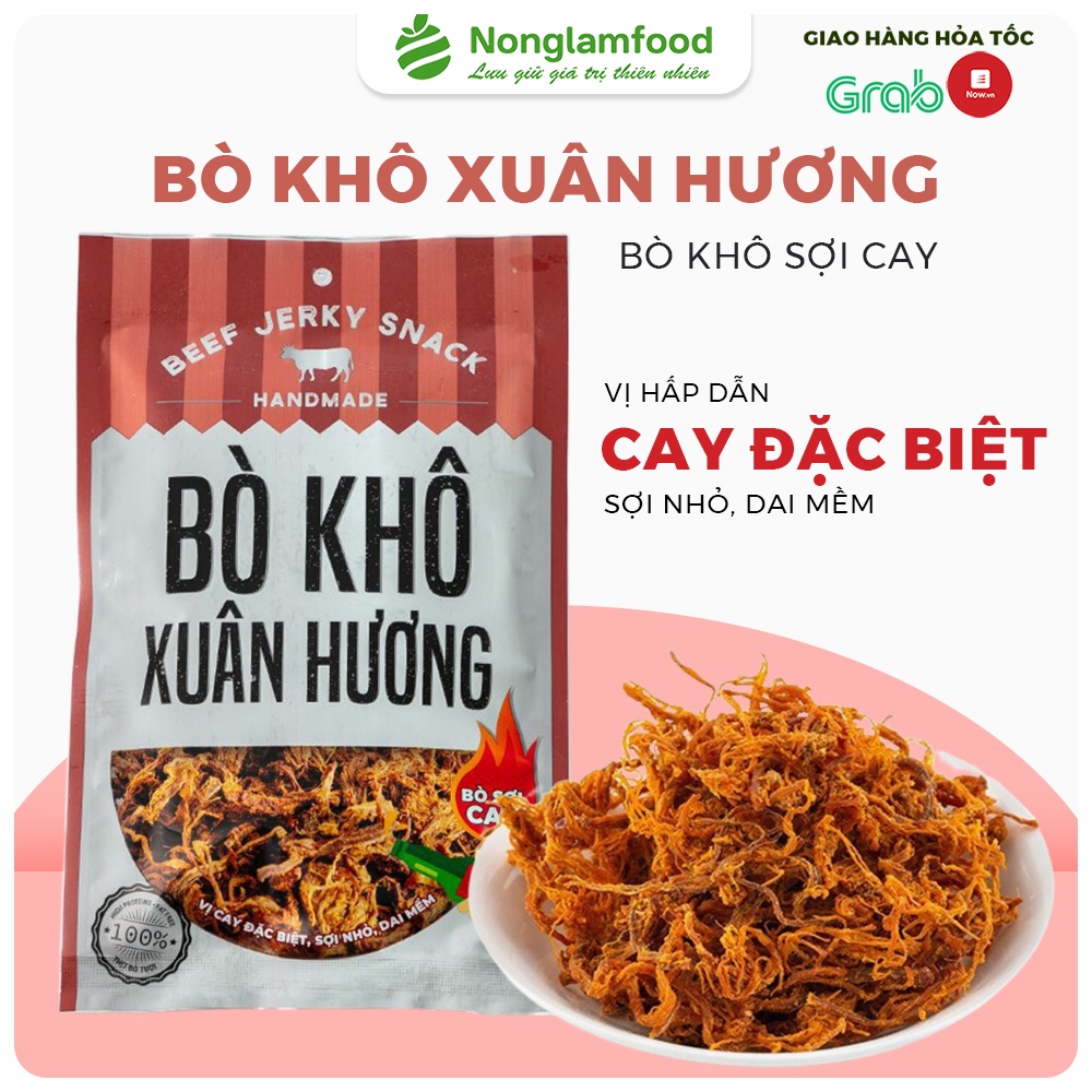 Bò khô xé sợi vị cay đặc biệt Xuân Hương nguyên chất thịt bò đậm đà hương vị thơm ngon đồ ăn vặt Nonglamfood