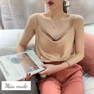 Áo 2 Dây cổ đổ Lụa hàn Dáng basic vintage