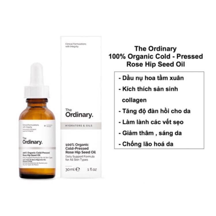 The Ordinary 100% Organic Cold-Pressed Rose Hip Seed Oil 30ml - Dầu Dưỡng Nụ Hoa Tầm Xuân 30ml | WebRaoVat - webraovat.net.vn