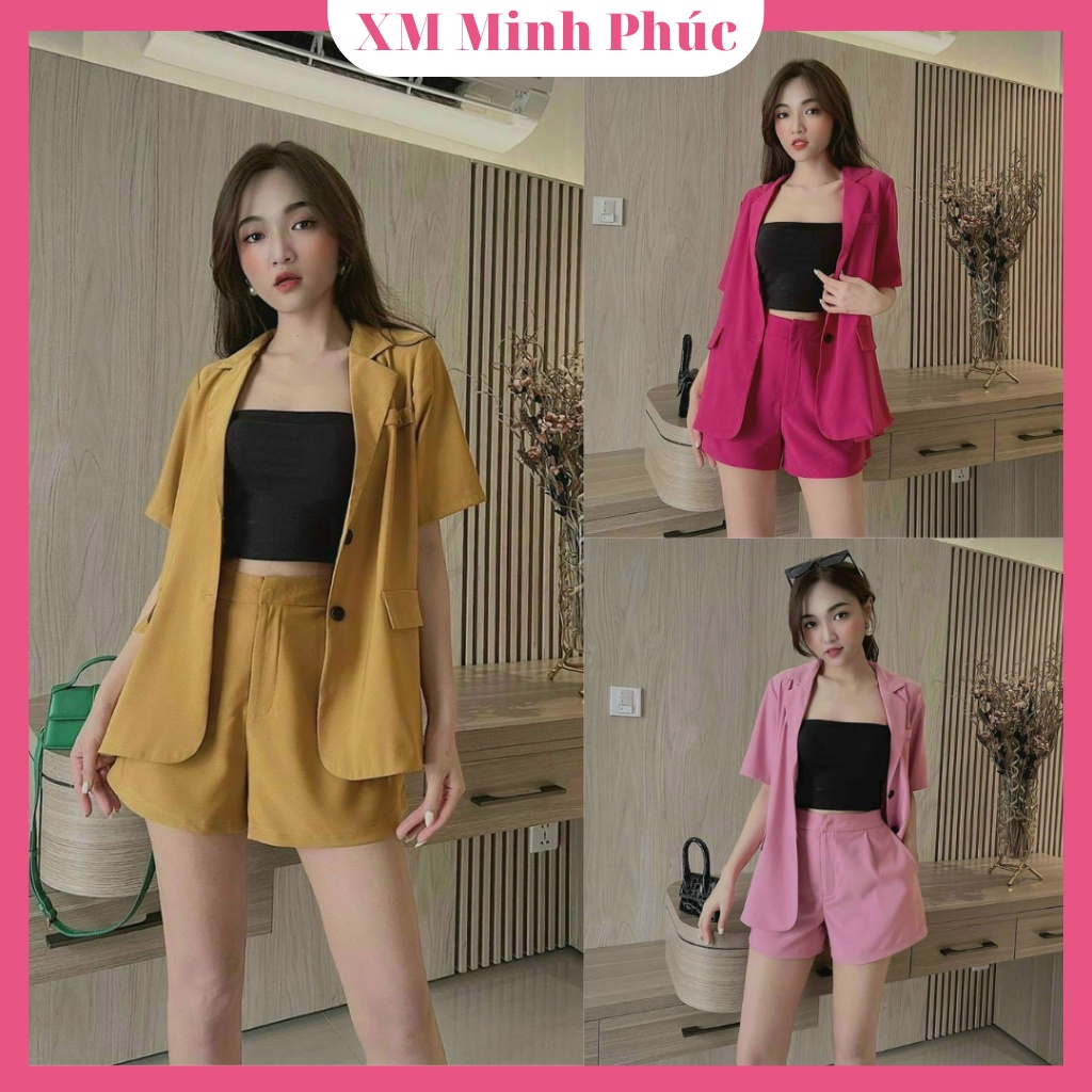 Set Vest Nữ 3 Món Chất Liệu Tuyết Mưa Mềm Mịn, Bộ Đi Chơi Đi Làm Sang Chảnh Thiết Kế Mới Thời Trang Nữ Xm Minh Phúc