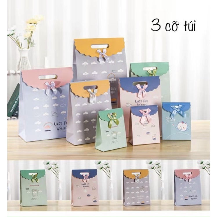 Túi giấy có nắp đính nơ các cỡ