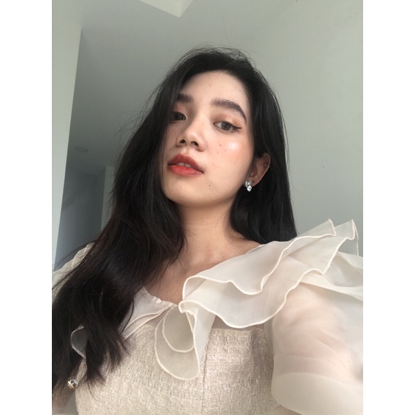 [THIẾT KẾ CAO CẤP]Váy dạ tweed tiểu thư phối tay phồng tơ organza đính nút ngọc chảnh,Váy dạ tweed ngọc tay phồng cổbèo | BigBuy360 - bigbuy360.vn