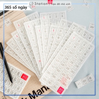 Combo 12 miếng sticker hình 365 số 365 ngày năm dùng viết nhật kí - vp101