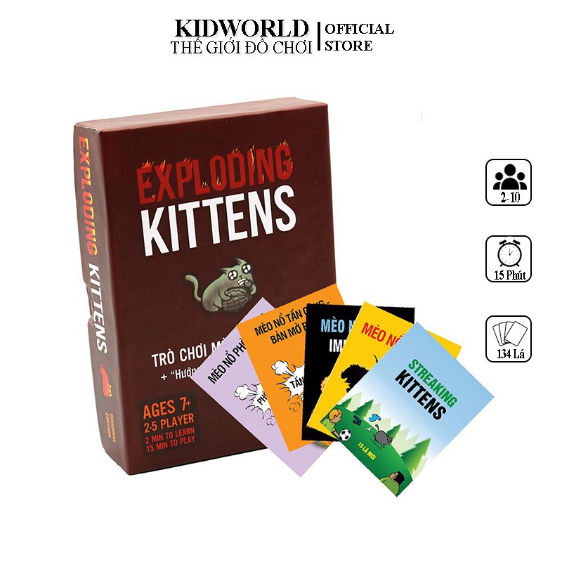 Combo mèo nổ exploding kittens và 5 bản mở rộng lên tới 134 lá bài