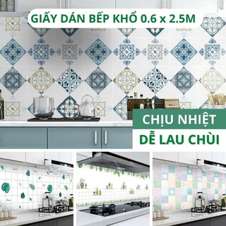 Giấy dán bếp tráng nhôm chịu nhiệt khổ 2,5m, decal dán tường bếp chống dầu mỡ