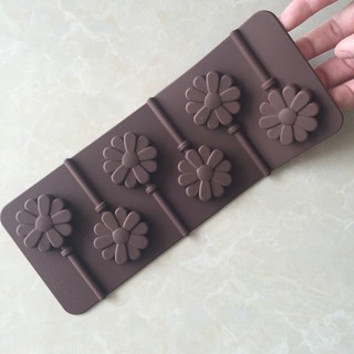 Khuôn silicone 6 kẹo hình hoa cúc kèm que cắm