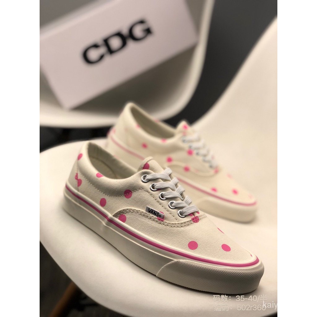 Giày Vans X Cdg Era Lx Gril Vải Canvas Họa Tiết Chấm Bi Khoét Sâu Size 35-40 Cho Nữ