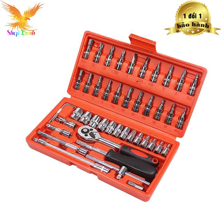 Bộ dụng cụ mở bu lông ốc vít, sửa chữa ô tô xe máy, đa năng 46 chi tiết