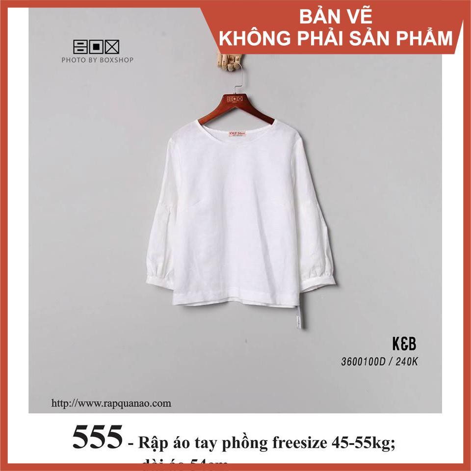 Rập áo croptop tay phồng 555 (Bản vẽ)
