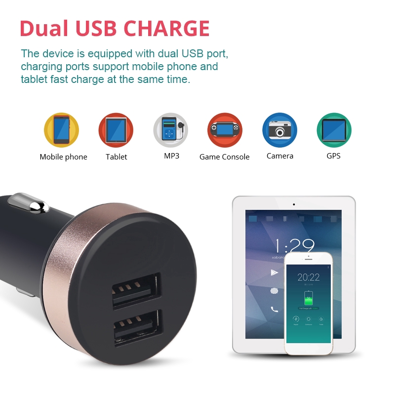 Sạc điện thoại trên xe hơi 5V 2.1A 2 cổng USB màn hình hiển thị LCD