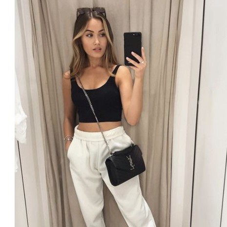 Áo hai dây croptop cổ U chất cotton may 2 lớp vải , áo thun body dáng lửng A108 The Kim | BigBuy360 - bigbuy360.vn