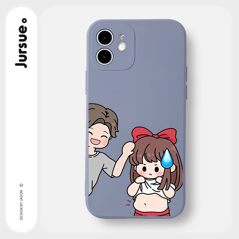 Ốp lưng JURSUE hoạt hình cặp đôi dễ thương đẹp cho iPhone 13 12 11 Pro Max SE 2020 X XR XS 8 7 ip 6S 6 Plus kute Y2004