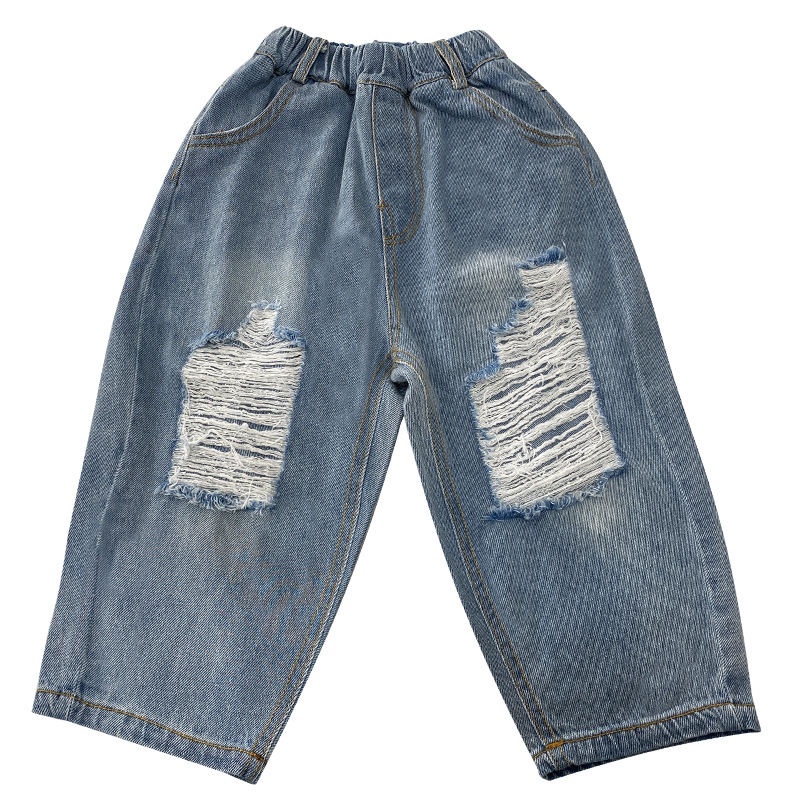 Quần Jeans Dài Rách Gối Thời Trang Dành Cho Bé Trai