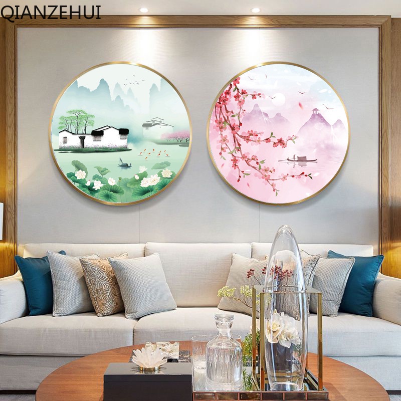 Bộ Tranh Thêu Chữ Thập Đính Đá Tự Làm 5D 11CT Hình Hoa Đào Phong Cách Lujiang Jiangnan