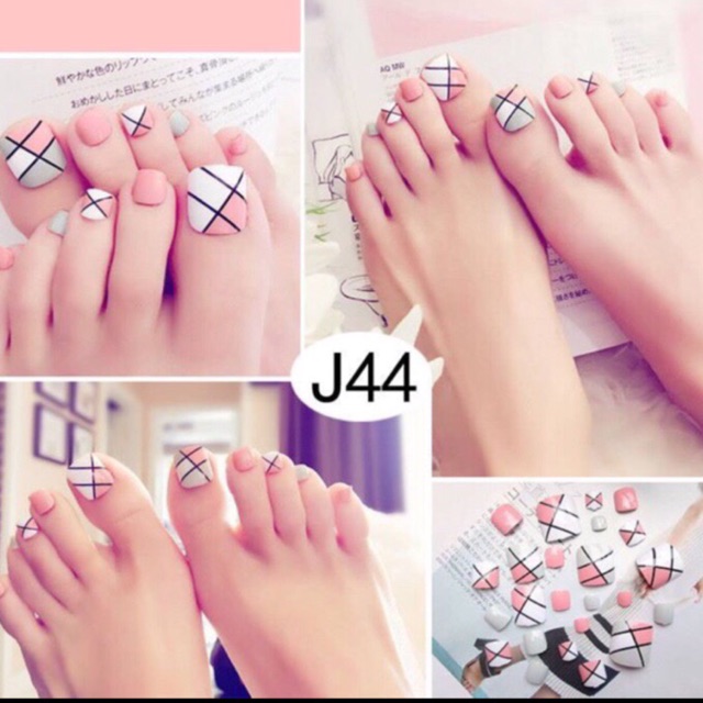 bộ 24 móng chân giả kèm keo