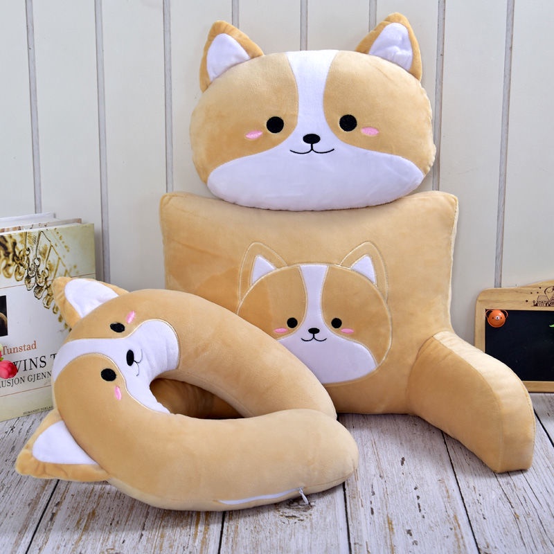 Bộ Gối Tựa Lưng Cho Xe Hơi Hình Chú Chó Corgi Đáng Yêu