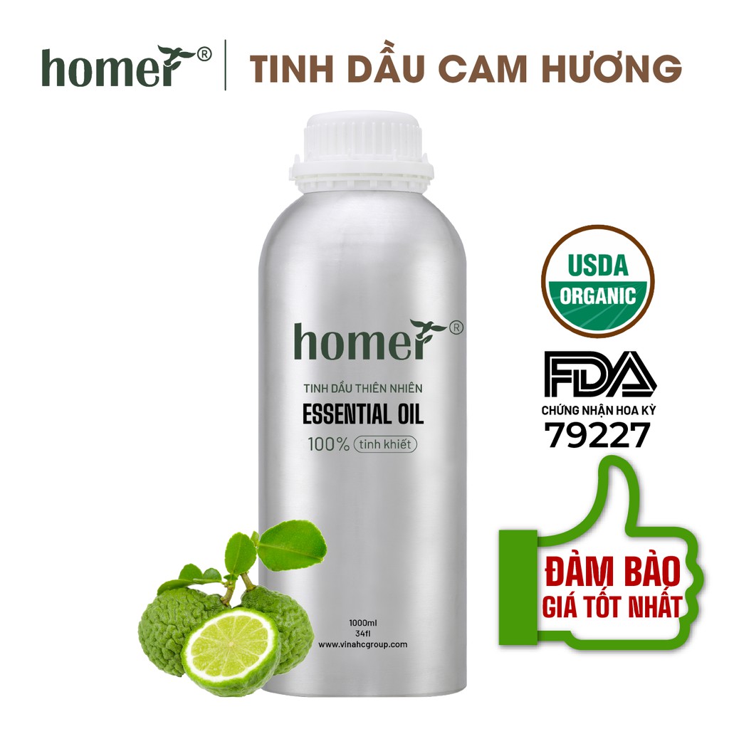 Tinh dầu Cam Hương Anh Homer 500ML/ 1L - Bergamot Essential Oil - đạt chuẩn chất lượng kiểm định