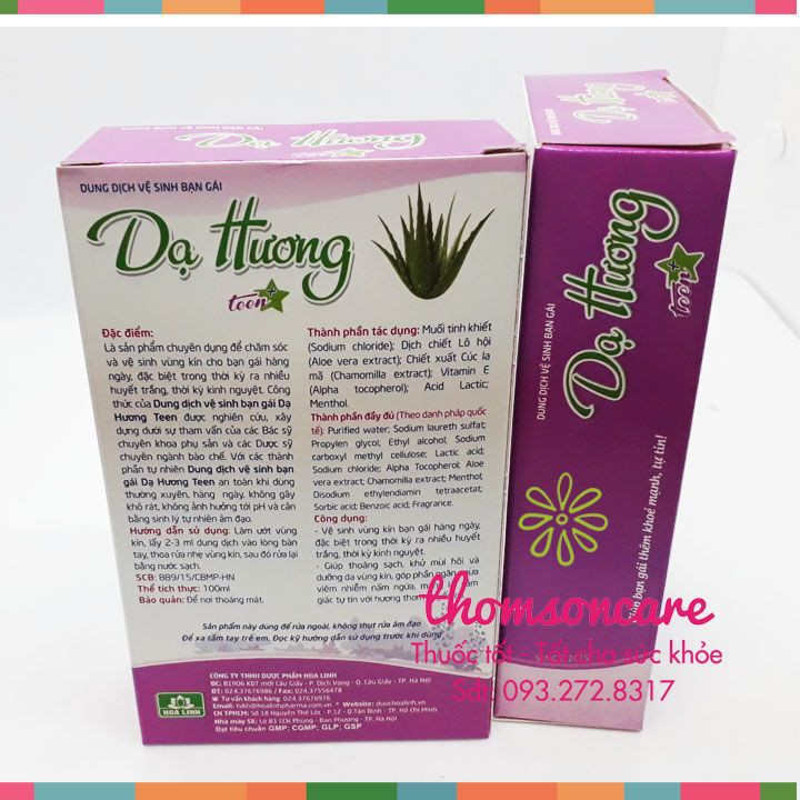 Dung dịch vệ sinh phụ nữ Dạ Hương - Chai 100ml - Kháng khuẩn, ngăn ngừa mùi hôi