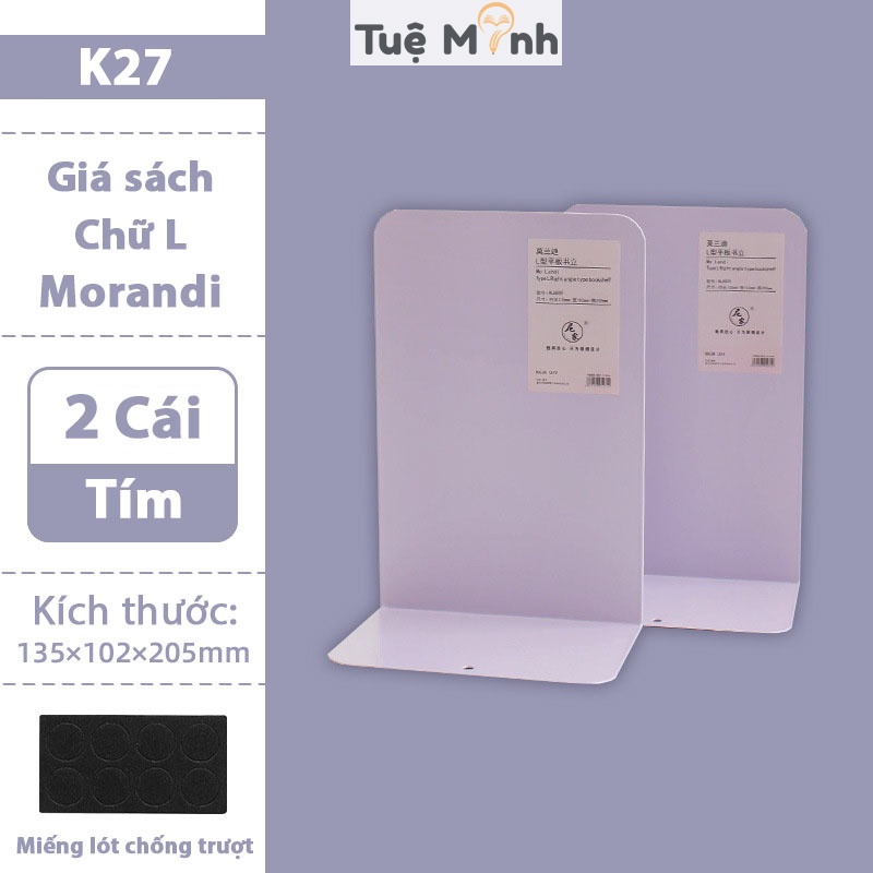 Bộ 2 kệ sách chữ L màu Morandi K27 kim loại decor bàn học tiện lợi