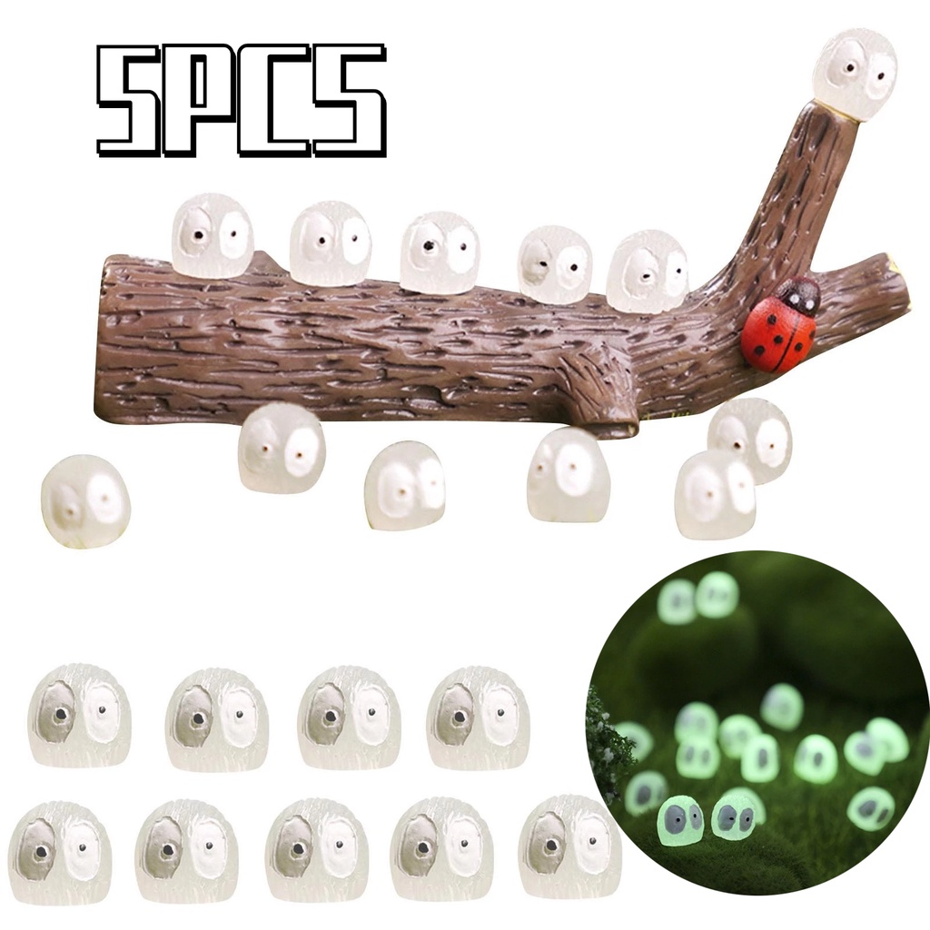 Set 5 Mô Hình Chú Lùn Mini Dễ Thương Bằng Nhựa Resin Phát Quang Trang Trí Tiểu Cảnh / Vườn / Sinh Nhật