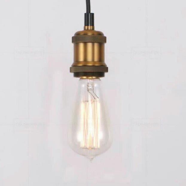 Bộ Đèn thả đơn đui đồng đúc dây dài 1m kèm đế ốp trần Loại Cao cấp đế phay xước