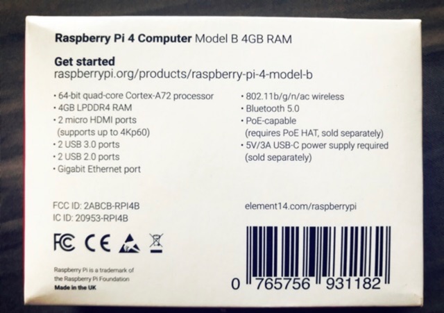 Raspberry Pi 4 B + Nguồn, Ram 8Gb/4Gb/2Gb, Made in UK, phiên bản mới nhất