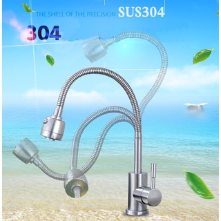 Vòi rửa chén vòi rửa bát inox 304 cao cấp vòi rửa nóng lạnh uốn cong