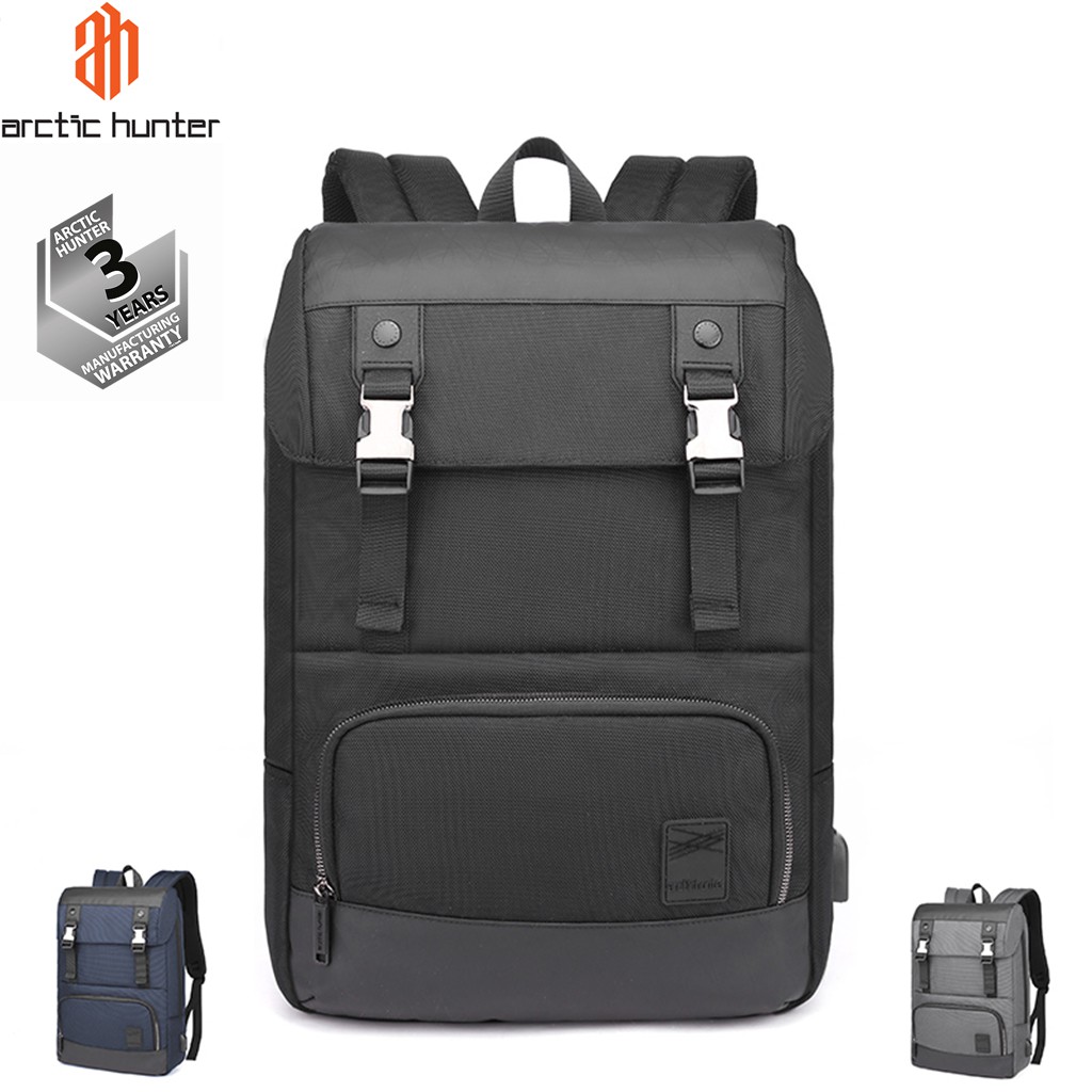 Balo laptop nam Arctic Hunter B00361 chất liệu Oxford chống nước, thiết kế có ngăn đựng laptop, cổng sạc USB tiện dụng