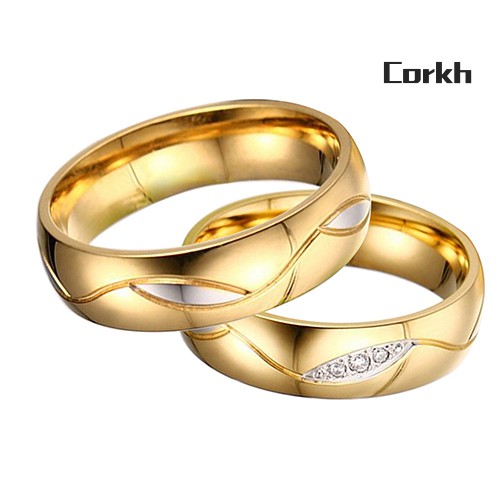 Nhẫn Cưới Mạ Vàng 18k Đính Đá Zircon