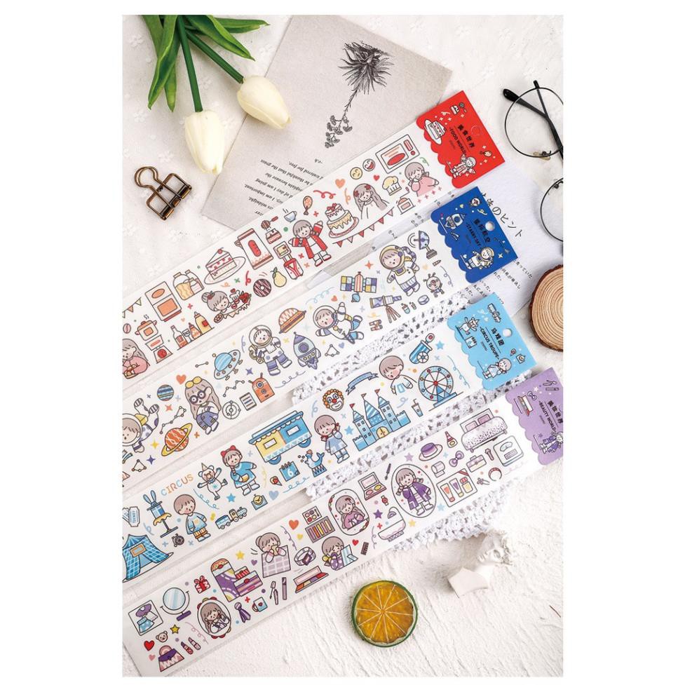 Hình dán sticker cô gái dải dài dán trang trí sổ sách nhật ký Bullet LUHO