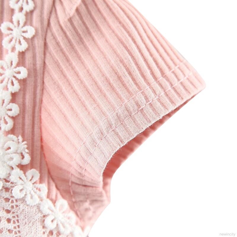 Đầm tutu tay ngắn giả 2 mảnh phối ren thời trang công chúa mùa hè cho bé gái