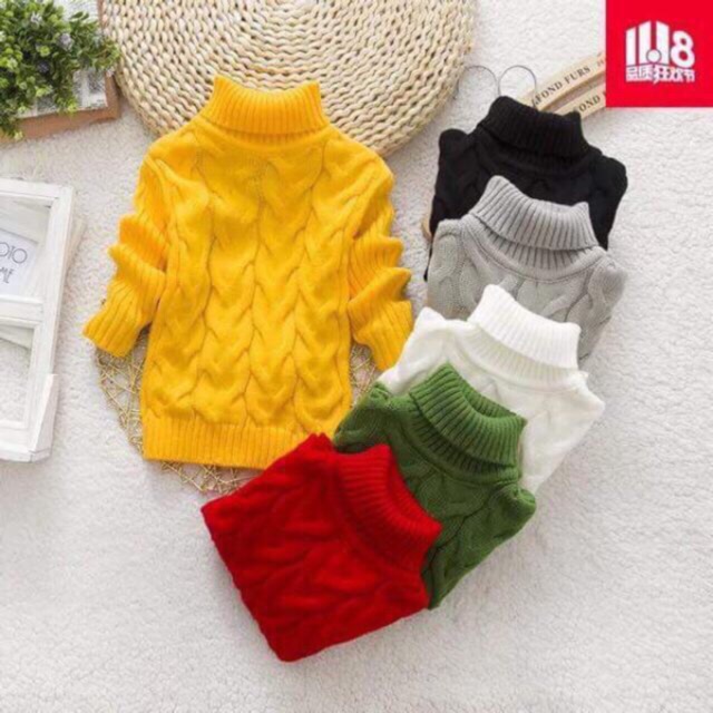 Áo len thừng cổ lọ cho bé trai/gái