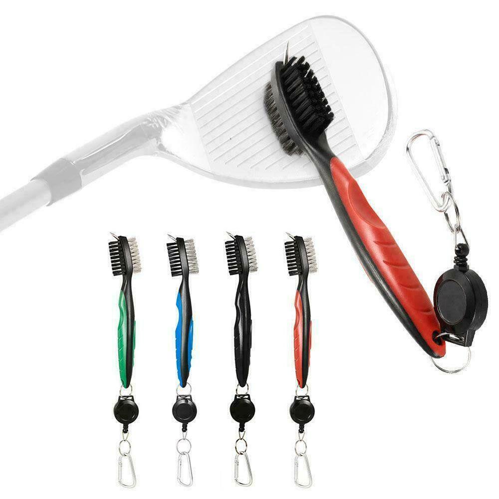 GLENES High Quality Retractable Groove Cleaner 2 Sided Groove Cleaning Brush Golf Club Brush Golf Zip-line Sporting Goods Durable Sharpener Tool Cleaner Golf Accessories/Multicolor