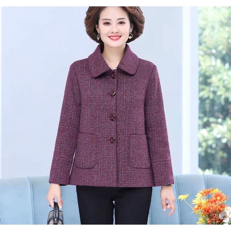 Áo khoác dạ nữ trung niên cao cấp kiểu dáng sang trọng NP2359
