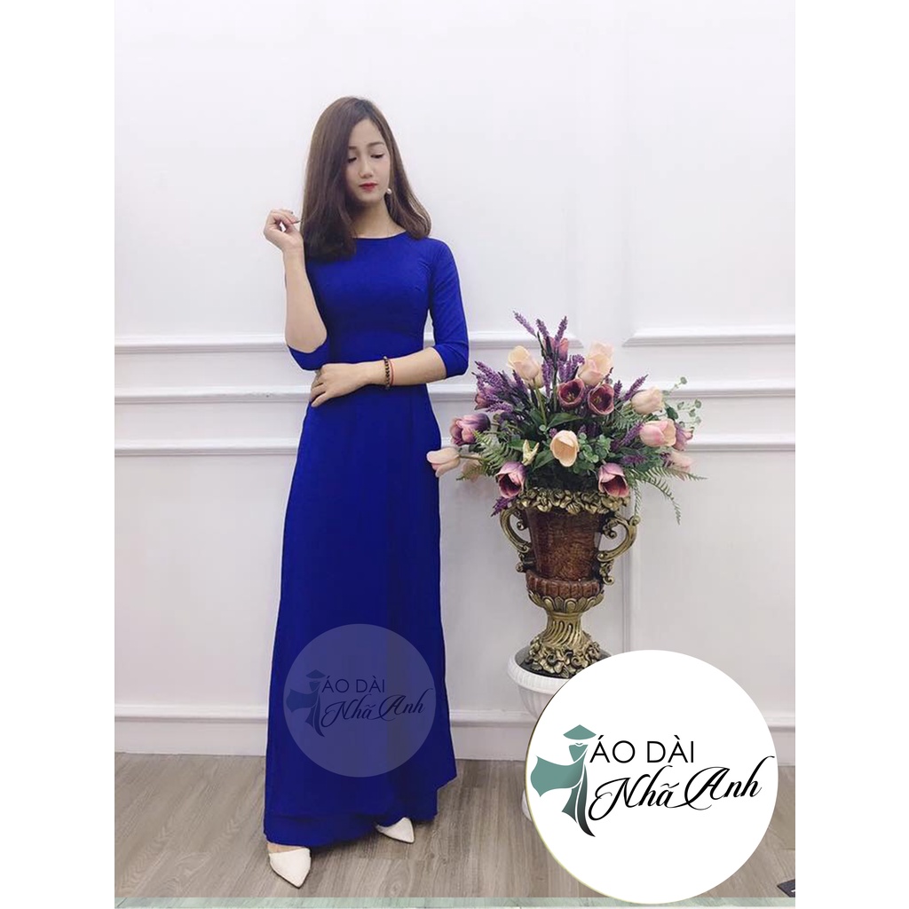 Áo dài truyền thống may sẵn trơn vải lụa mềm mịn, co giãn 4 chiều - Áo Dài Nhã Anh