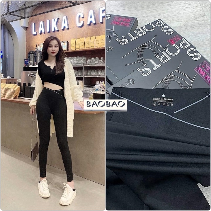 Quần Legging Viền Cạp Chéo - BaoBao.Clothing [FREE SHIP] - Skinny ôm chân tôn dáng, form năng động, thể thao