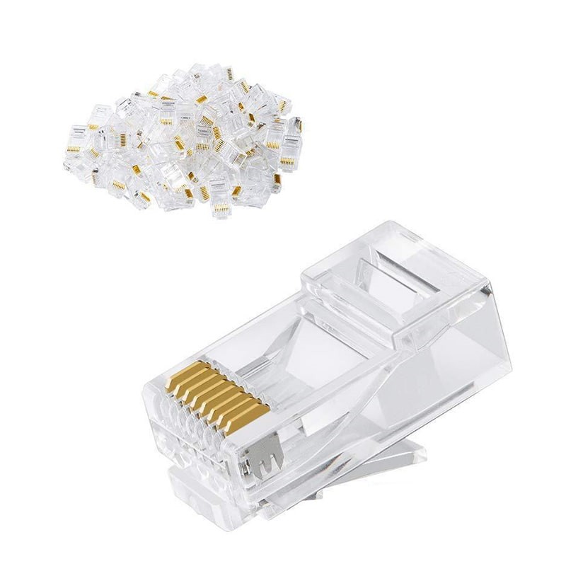 100 Đầu Mạng RJ45 cat5e AMTAKO 50P Vỏ Nhựa Trong Suốt, Lõi Đồng Nguyên Chất