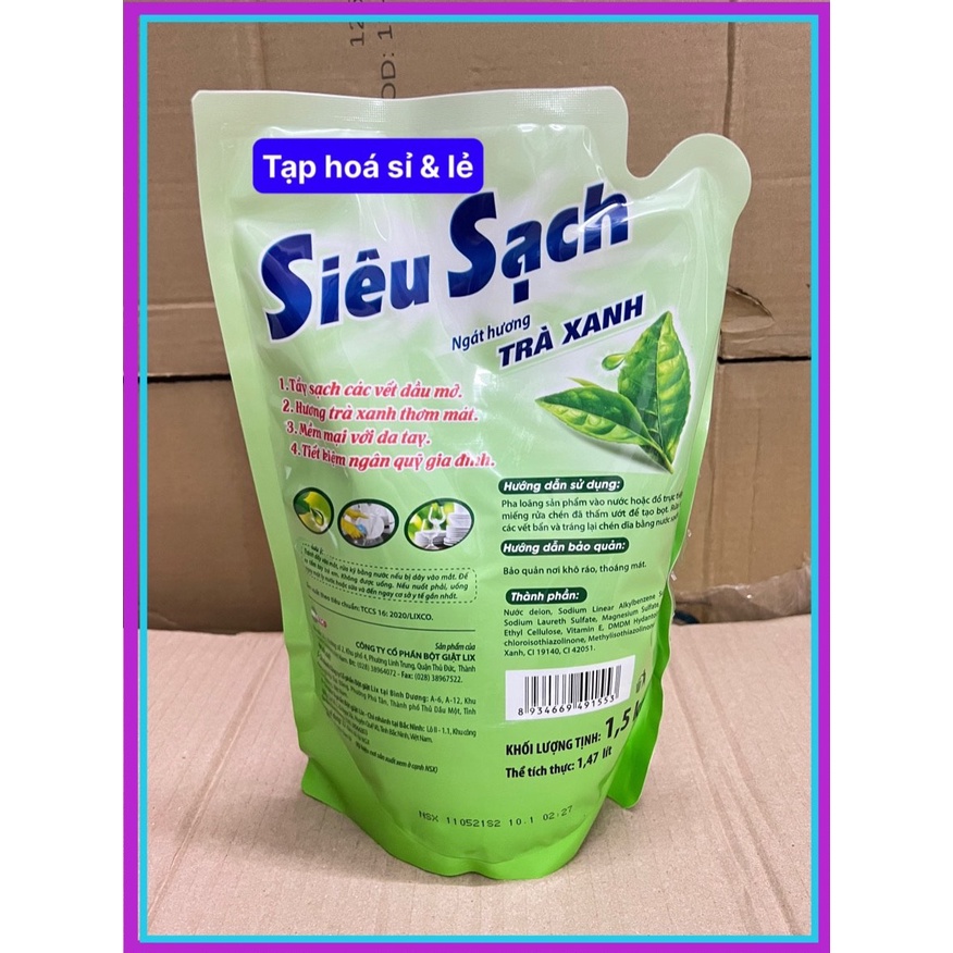 Nước rửa Chén Lix chanh / Trà xanh 1,5kg